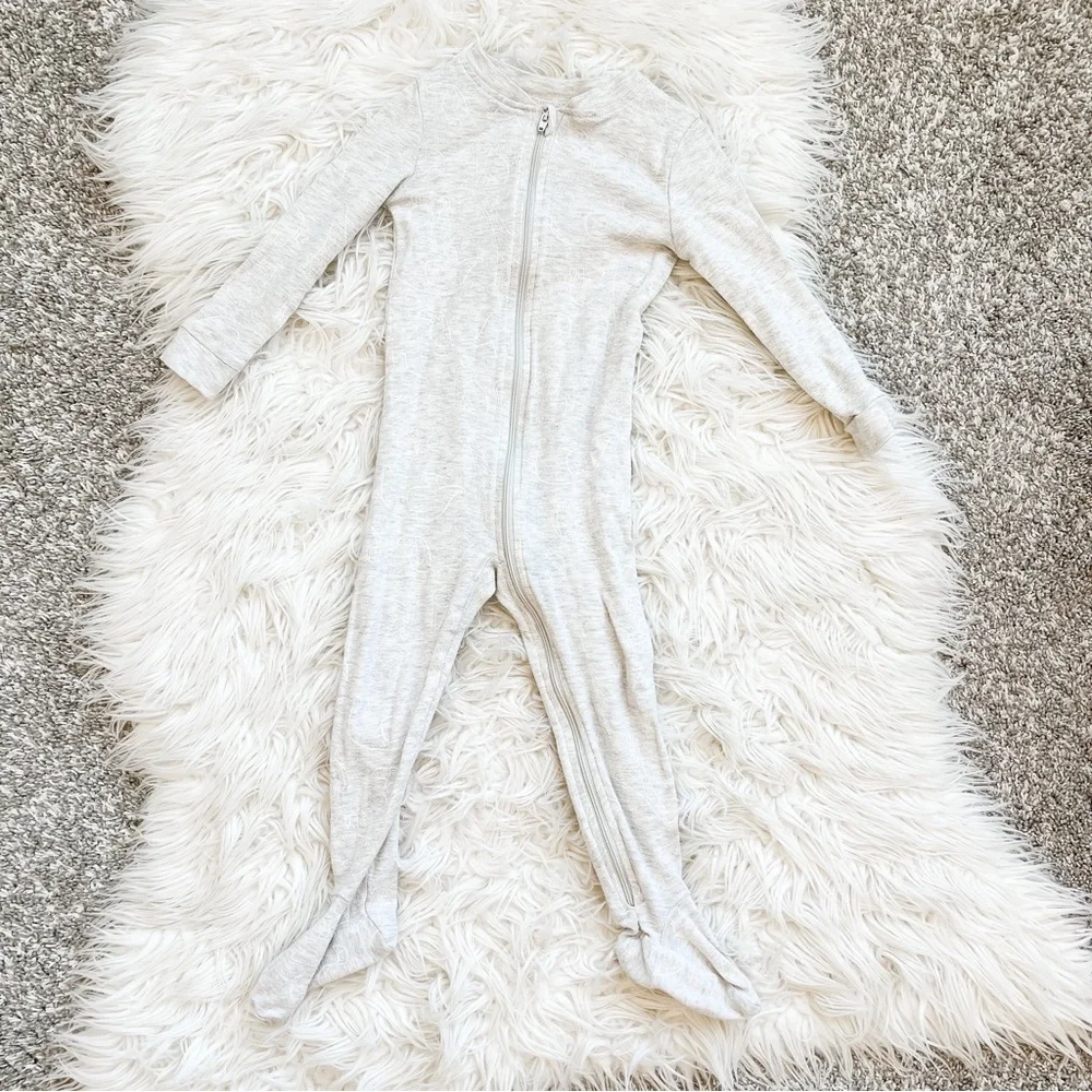 Dip | Gray Zoo Animal Outline Zip Footie Pajamas 18-24M